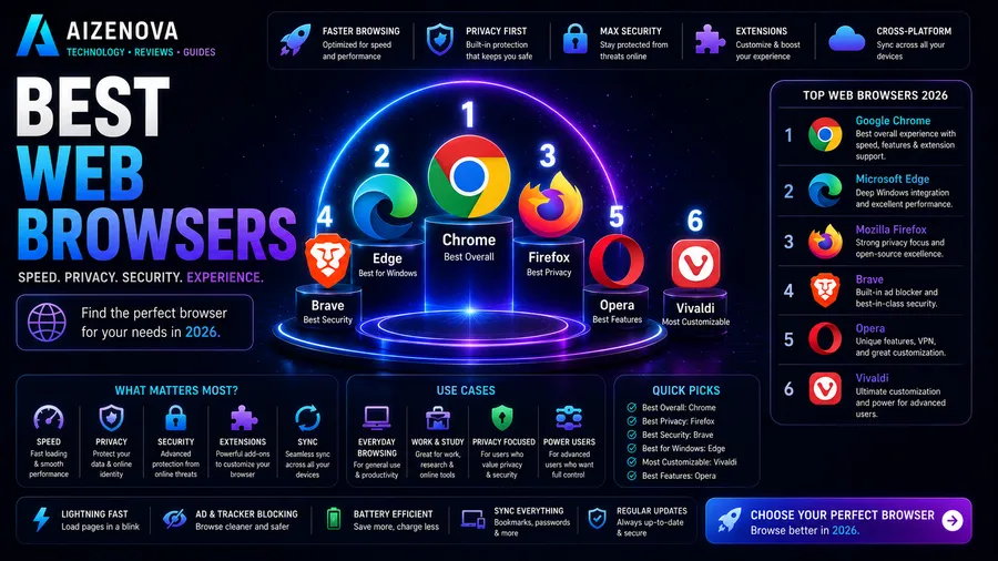 Best Web Browsers in 2026: Speed, Privacy, and Performance Compared